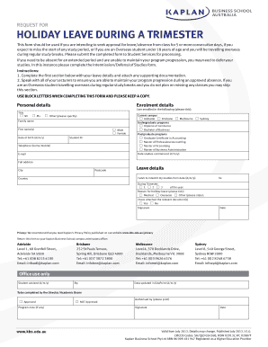 Holiday Leave Request Form