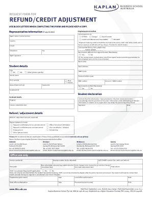 Kaplan Refund/Credit Adjustment Request Form