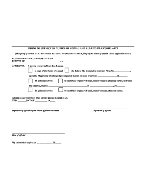 Proof of Service of Notice of Appeal