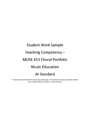 Student portfolio sample pdf - Student Work Sample Teaching Competency MUSE 413 Choral - ricreport