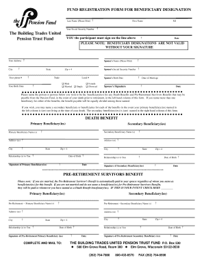 Fund Registration Form for Beneficiary Designation