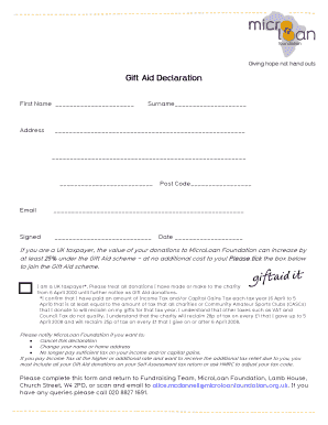 UK Gift Aid Declaration Form