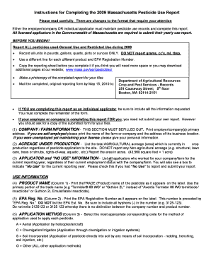 2009 Massachusetts Pesticide Use Report