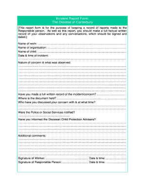 Incident report form - Diocese of Canterbury - canterburydiocese