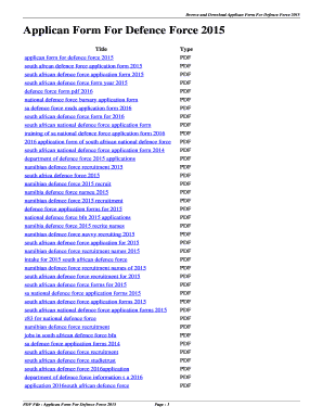 South African Defence Force Application Form 2015