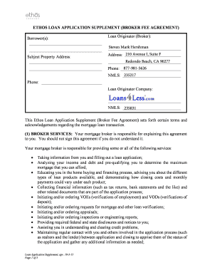 Ethos Loan Application Supplement Broker Fee Agreement