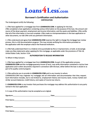 Borrower's Certification and Authorization
