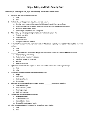 slips trips and falls quiz answers