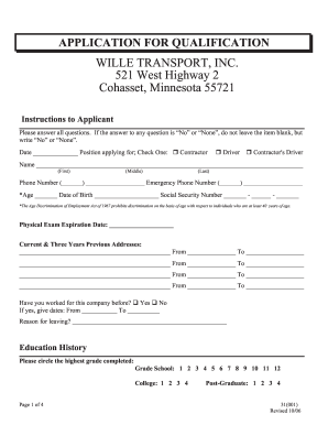 Application for Qualification