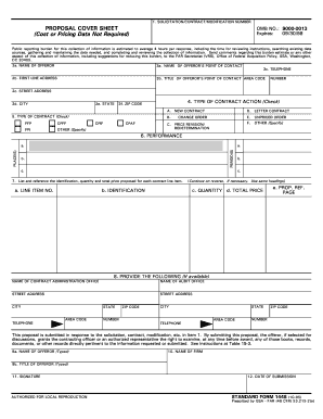 US Federal Contract Proposal Cover Sheet