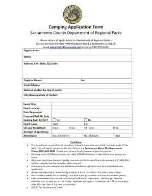 Camping Application Form