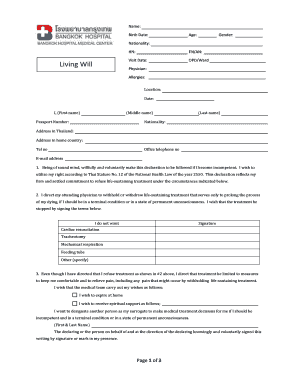 Thai Living Will Form