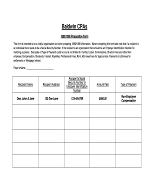 1099/1098 Preparation Form