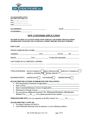 New Customer Application for QK Healthcare