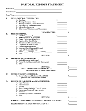 Pastoral Expense Statement
