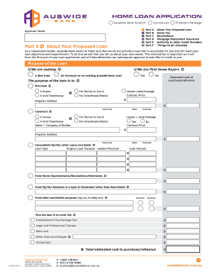 Auswide Bank Home Loan Application