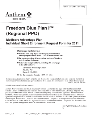Freedom Blue Plan Medicare Advantage Enrollment Form
