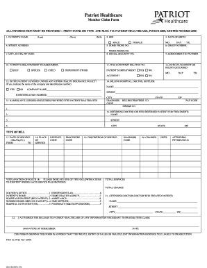 Patriot Healthcare Member Claim Form