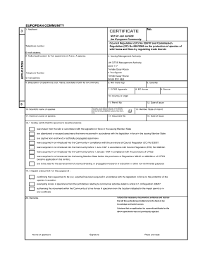 EU CITES Certificate Application
