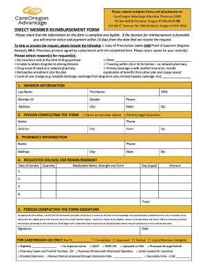 CareOregon Advantage Pharmacy Reimbursement Form