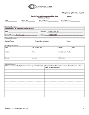 Adult Precert Form for Family Focused Supplemental Services
