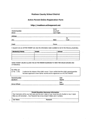 Madison County Active Parent Registration Form