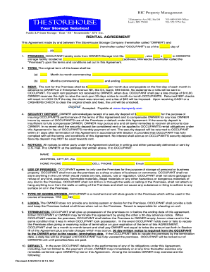 Storage Unit Rental Agreement