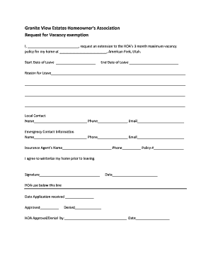 Fillable Online Request For Vacancy Exemption Parker Brown Real Parker Brown Real Estate Fill Online