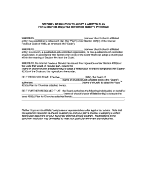 Church 403(b) Plan Adoption Resolution