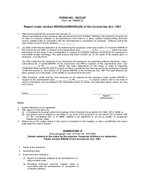 Form 10CCAF - Income Tax Deduction for Export of Computer Software