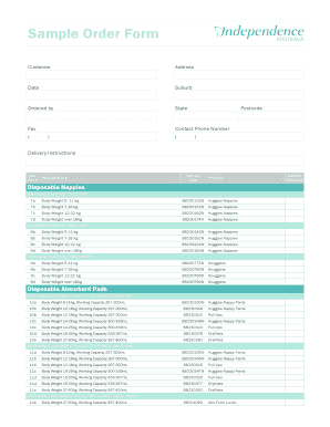 Sample Order Form