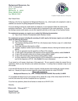 Background Resources Business Service Agreement