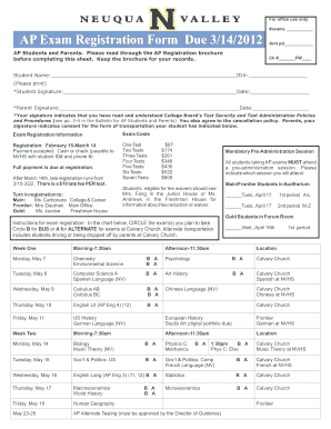 AP Exam Registration Form