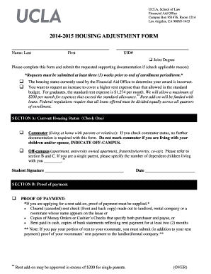 UCLA Housing Adjustment Form