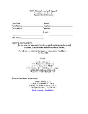 Bishop's Annual Appeal Transmittal Form