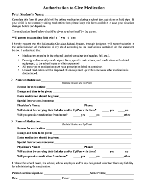 Authorization to Give Medication