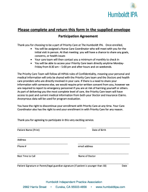 Priority Care Participation Agreement