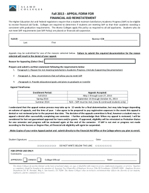 Appeal Form for Financial Aid Reinstatement