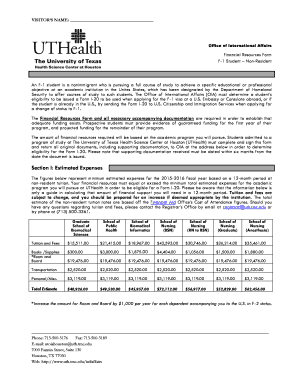 Financial Resources Form for F-1 Students