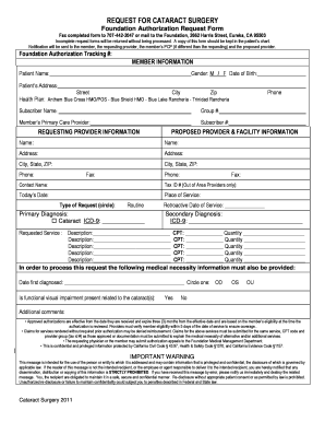 Cataract Surgery Authorization Request Form