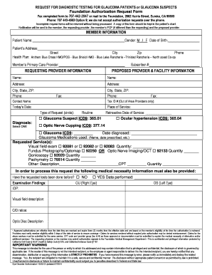 Request for Diagnostic Testing for Glaucoma Patients