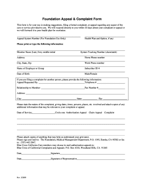Healthcare Appeal and Complaint Form