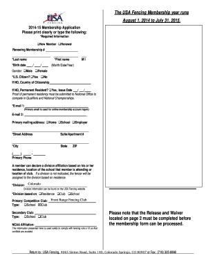 USA Fencing Membership Application Form