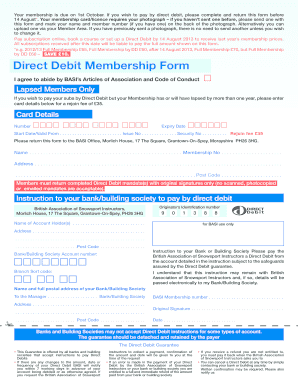 BASI Direct Debit Membership Form