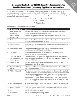 Texas Medicaid EHR Incentive Program Provider Enrollment Form