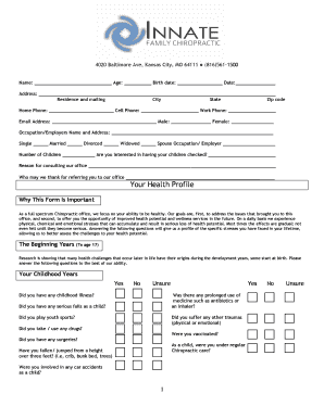 Chiropractic Patient Intake Form