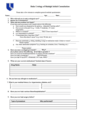Duke Urology Initial Consultation Form