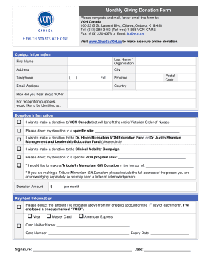 Monthly Giving Donation Form
