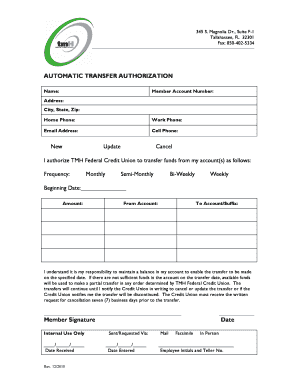 Automatic Transfer Authorization Form