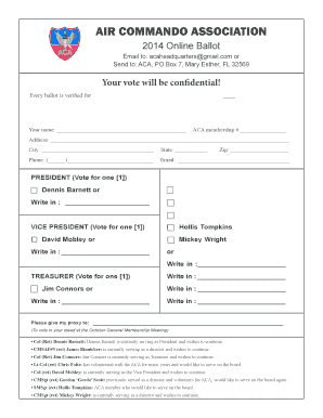 Air Commando Association 2014 Online Ballot